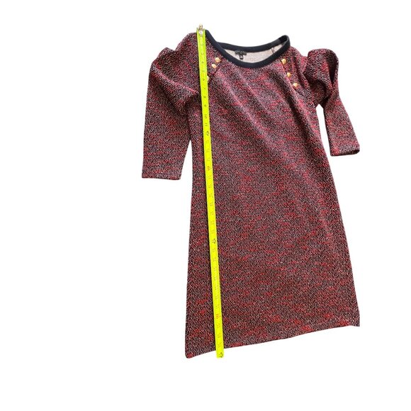Talbots Petite Knit Dress SZ MP Multi-Color Gold Button Accent & 3/4 Sleeves - Picture 3 of 9
